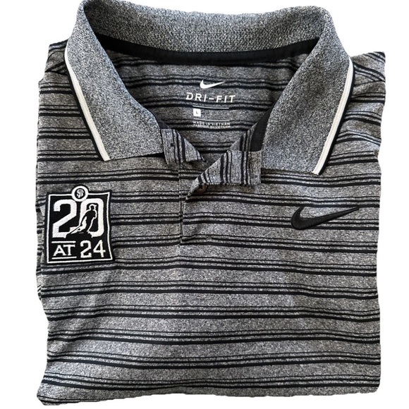 Nike Dri Fit San Francisco Giants MLB 20 at 24 Polo Shirt Mens Large Gray Stripe - Picture 1 of 8